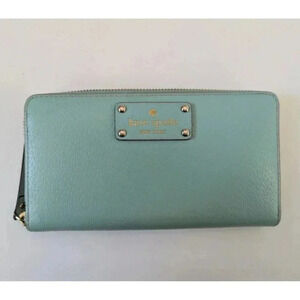 Kate Spade Grove Street Zip Around Continental Wallet Wristlet Seafoam Green